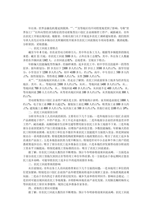 农民工回流情况调查报告