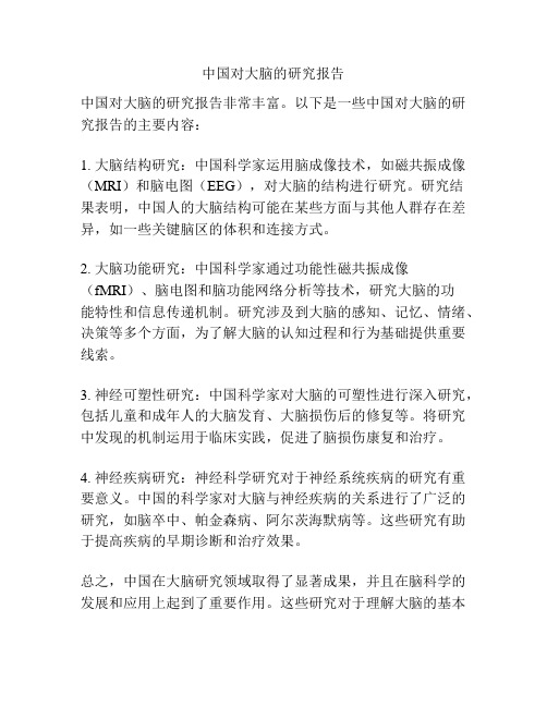 中国对大脑的研究报告