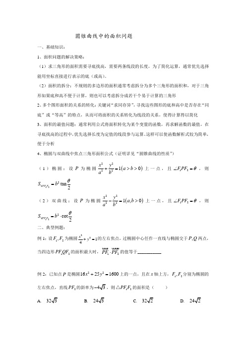 圆锥曲线中的面积问题