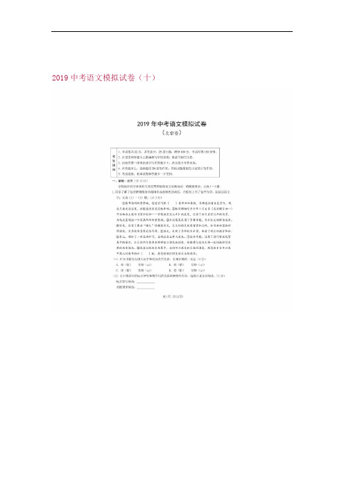 2019中考语文模拟试卷十附答案