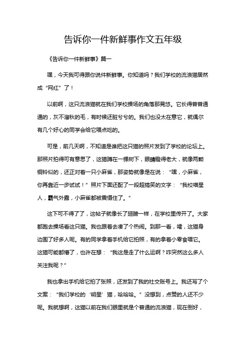 告诉你一件新鲜事作文五年级