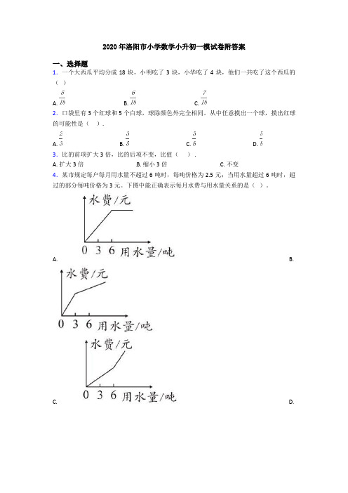2020年洛阳市小学数学小升初一模试卷附答案