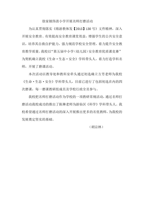 徐家镇伟清小学开展名师打磨活动