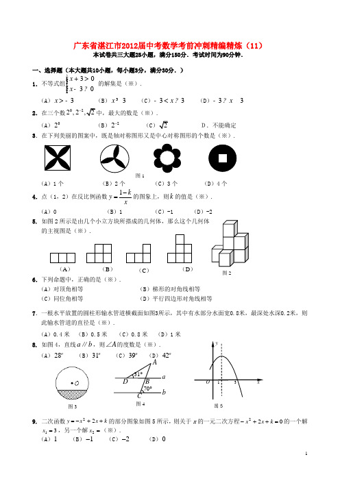 广东省湛江市中考数学考前冲刺精编精炼(11)
