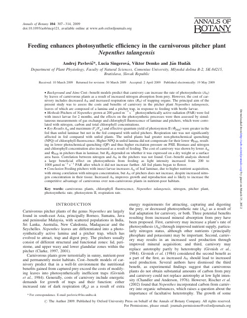 FluorCam叶绿素荧光成像文献 2009  Feeding enhances photosynthetic efficiency