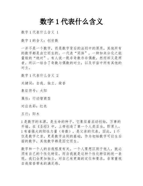 数字1代表什么含义