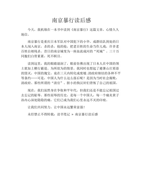 南京暴行读后感