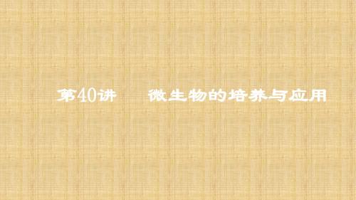 高考生物一轮复习 第40讲 微生物的培养与应用名师课件