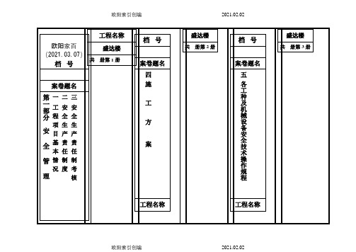 完整安全资料文件盒标签及卷内目录之欧阳家百创编