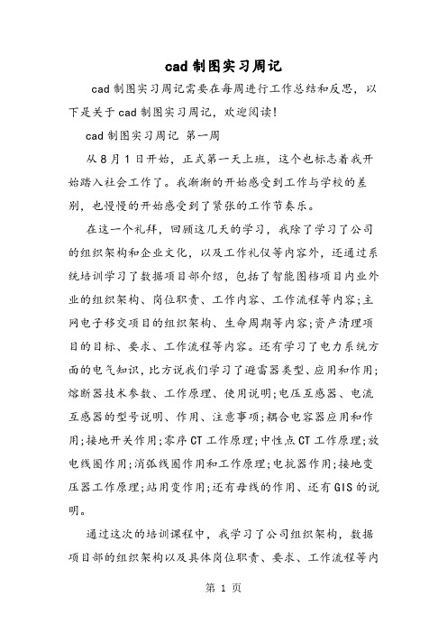 cad制图实习周记-精选文档