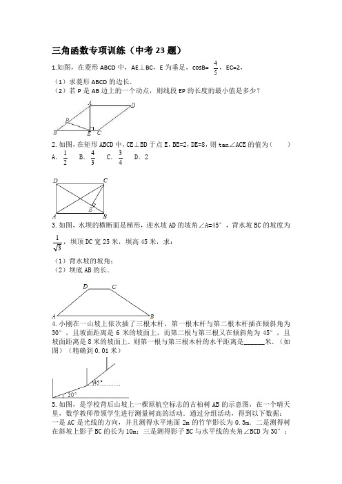 三角函数专项训练(中考23题)