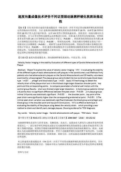 速度向量成像技术评价不同证型颈动脉粥样硬化软斑块稳定性