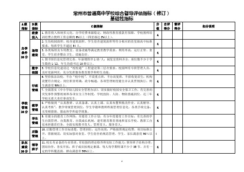 常州市普通高中学校综合督导评估指标(修订)