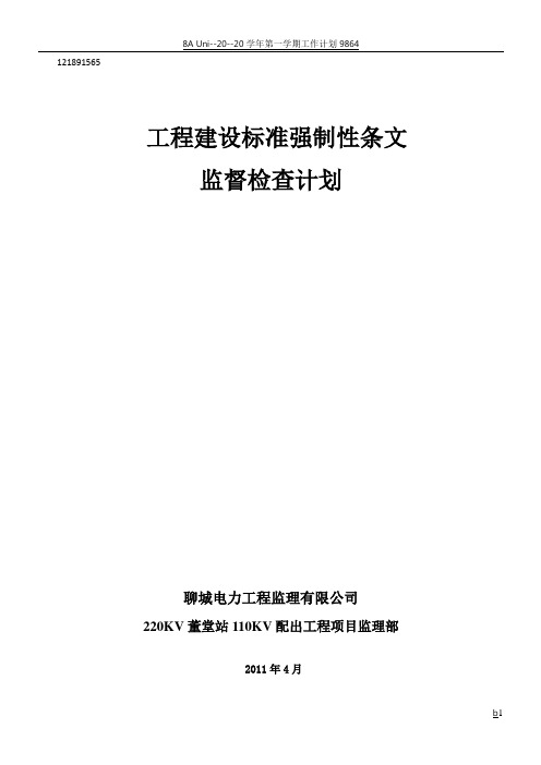建设标准强制性条文检查计划