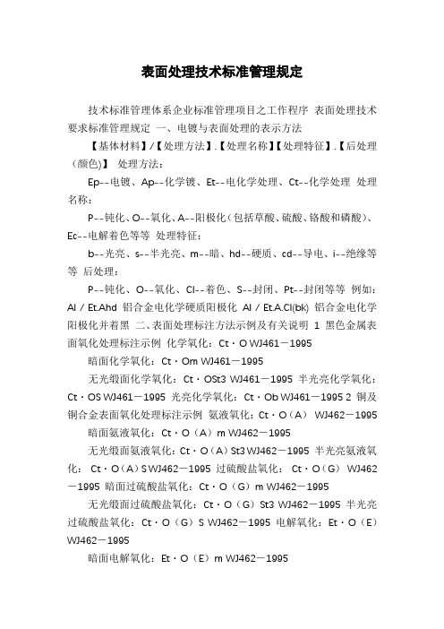 表面处理技术标准管理规定