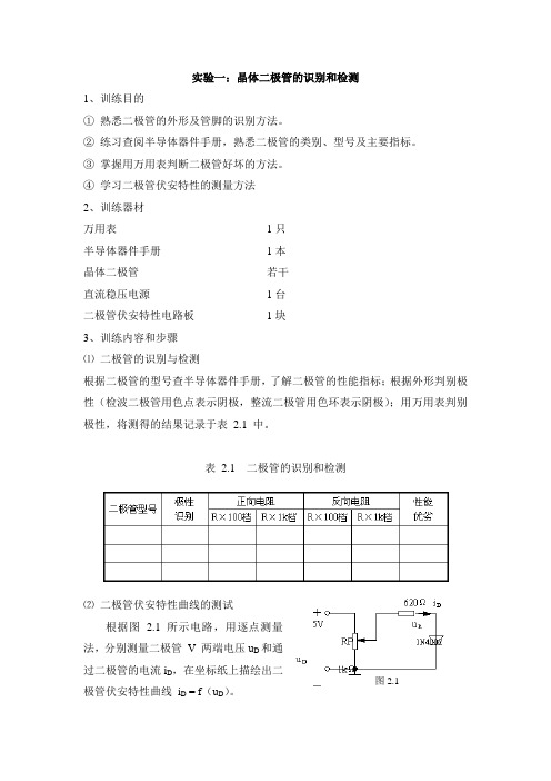 实验1 晶体二极管的识别和检测