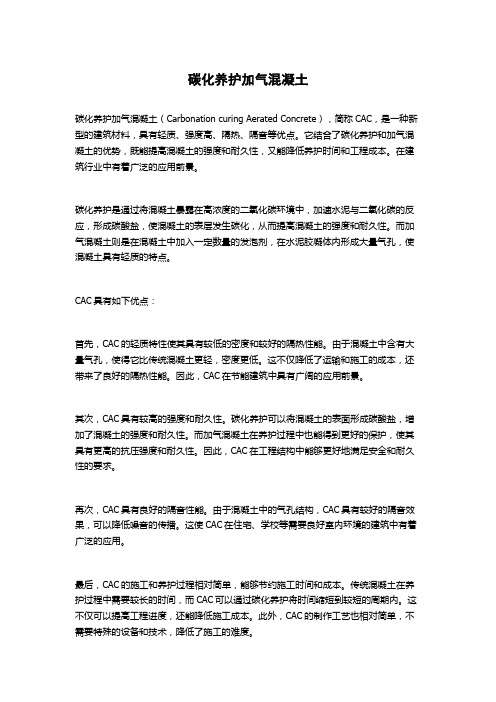 碳化养护加气混凝土