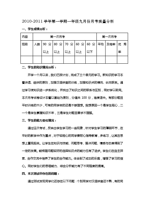 一年级考质量分析