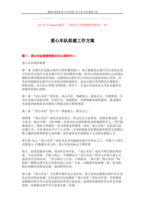 【2018最新】爱心车队组建工作方案-实用word文档 (5页)