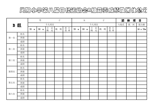 第八届校运会总分记分表3张