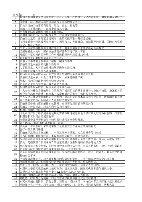 内河基本安全培训题库ok