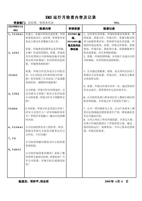 EMS月检查记录表