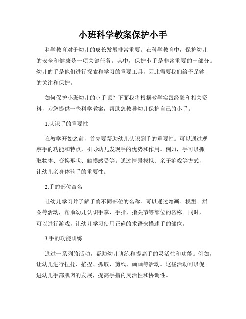 小班科学教案保护小手
