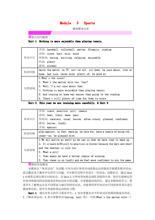 2020年秋八年级英语上册 Module 3 Sports整体分析 (新版)外研版