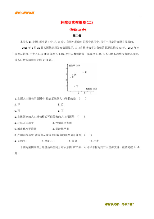 2020-2021【名校提分专用】高考地理一轮全程复习方略标准仿真模拟卷二