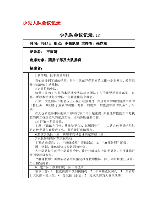 少先队会议记录11