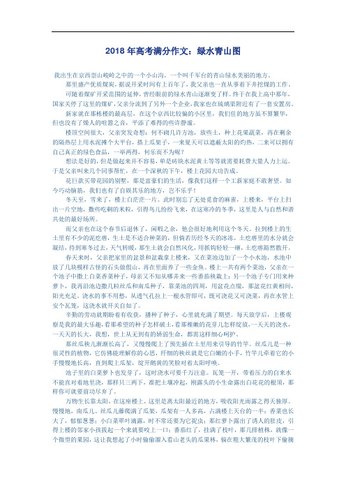 2018年高考满分作文绿水青山图.doc