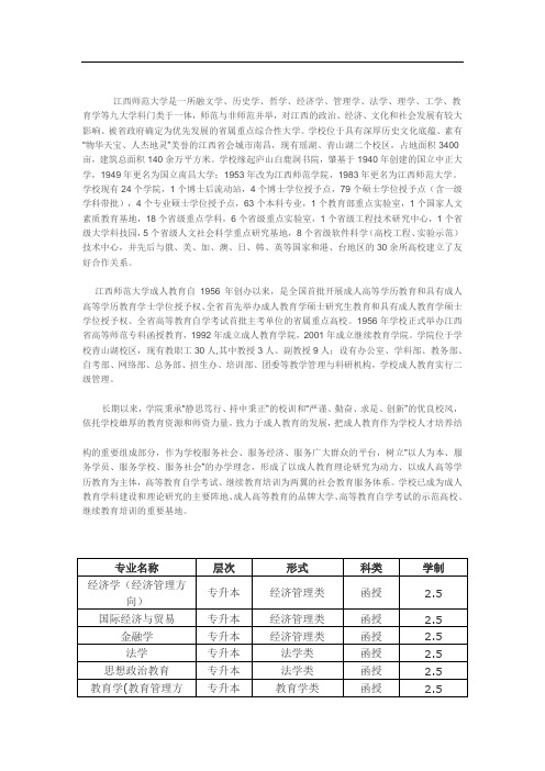 梅林关成人高考(高升专、高升本、专升本)江西师范大学招生简章