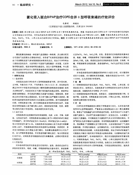 雾化吸入联合BIPAP治疗COPD合并Ⅱ型呼吸衰竭的疗效评价