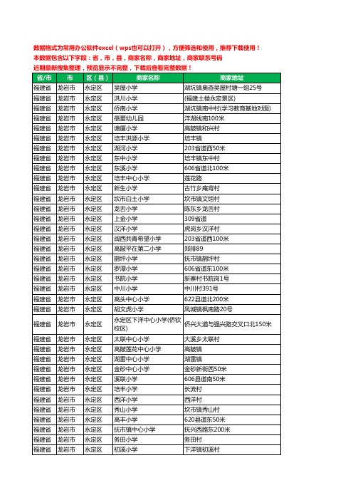 2020新版福建省龙岩市永定区小学工商企业公司商家名录名单黄页联系电话号码地址大全85家