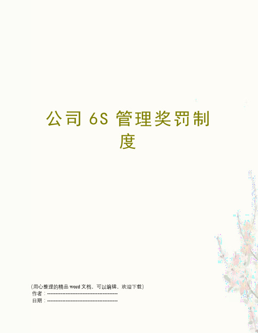 公司6S管理奖罚制度