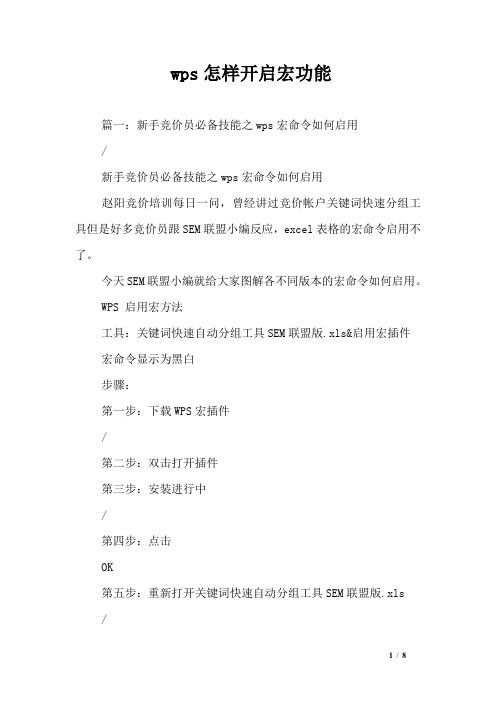 wps怎样开启宏功能