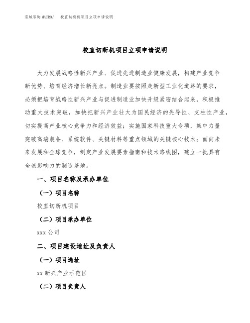 校直切断机项目立项申请说明word可编辑