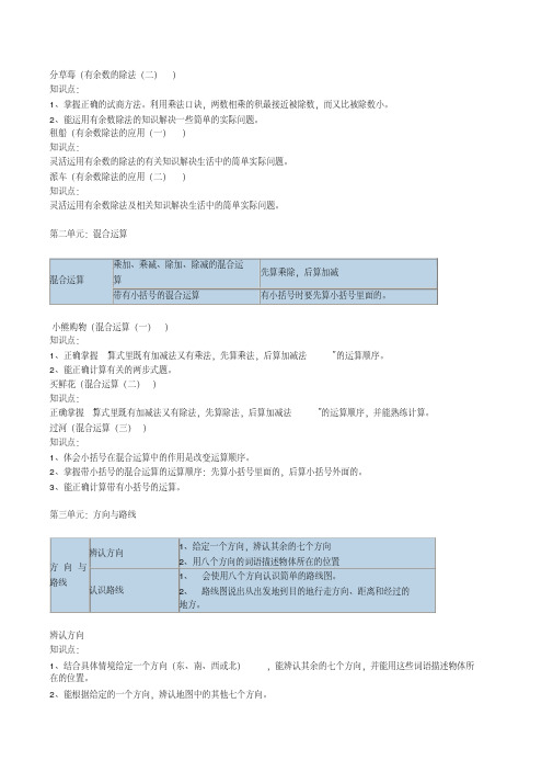 北师大版小学二年级下册数学知识点汇总