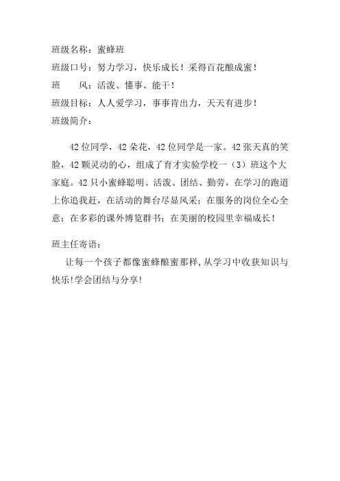 一年级班级简介