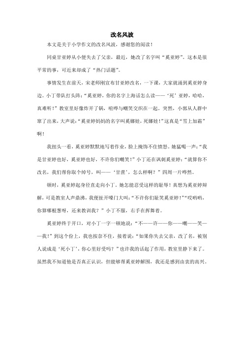 改名风波_小学作文