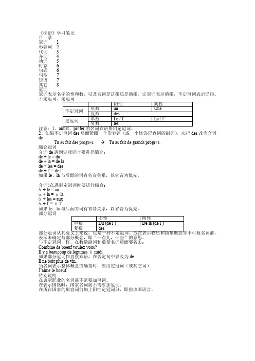 法语语法笔记