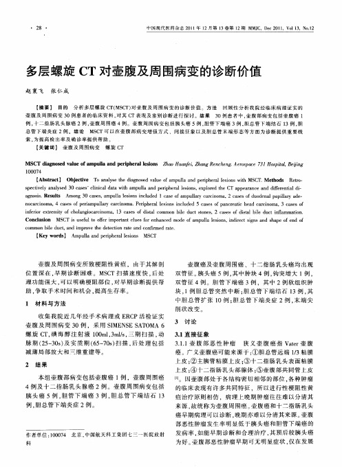 多层螺旋CT对壶腹及周围病变的诊断价值