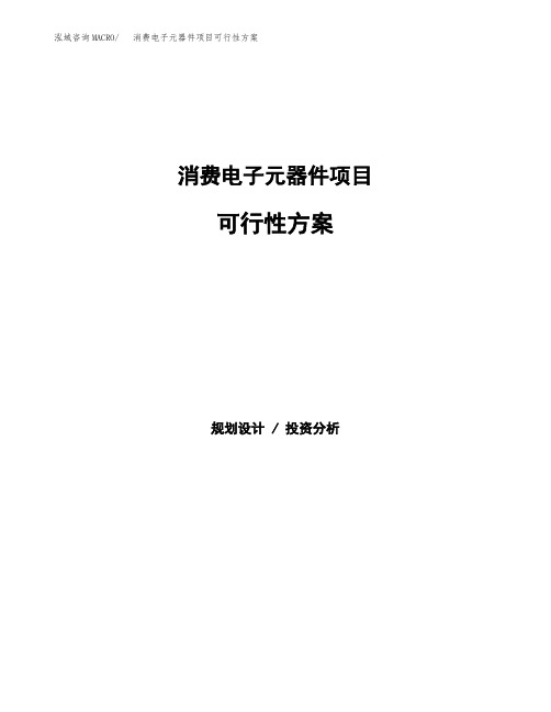 消费电子元器件项目可行性方案