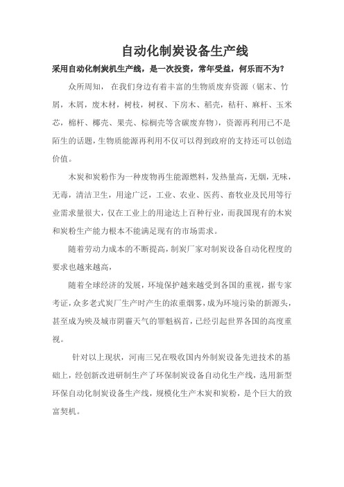 自动化制炭设备生产线