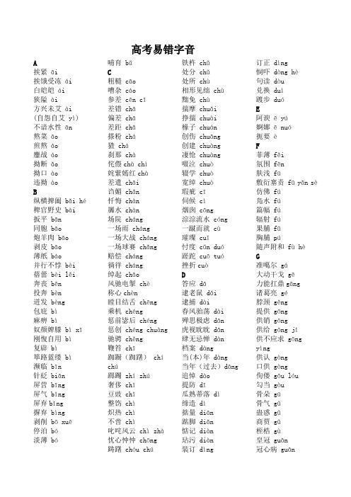 高考易错字音字形归纳
