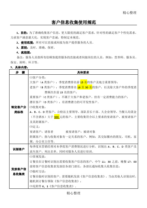 客户信息收集及使用守则