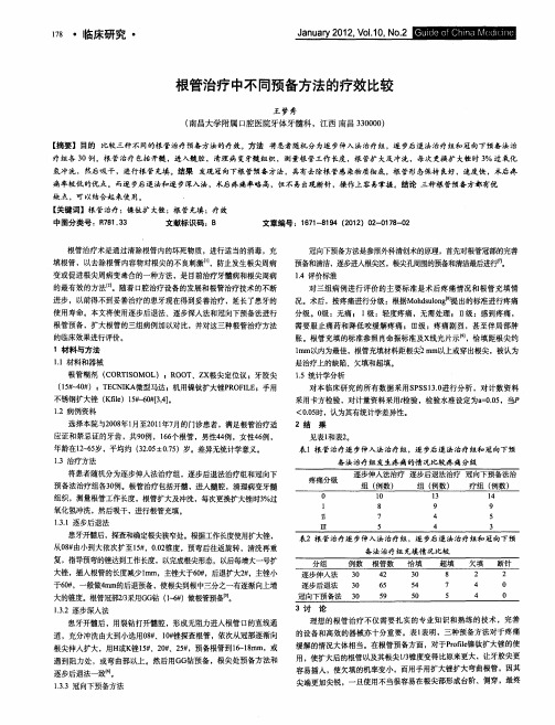 根管治疗中不同预备方法的疗效比较