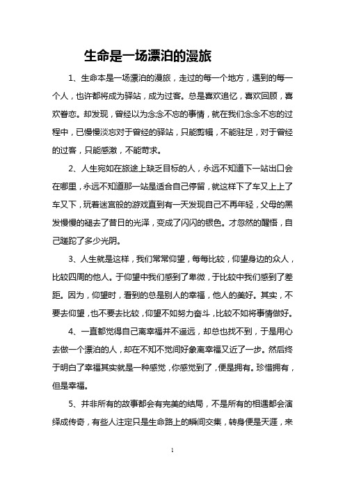 生命是一场漂泊的漫旅
