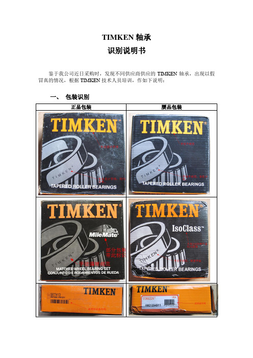 TIMKEN轴承识别说明