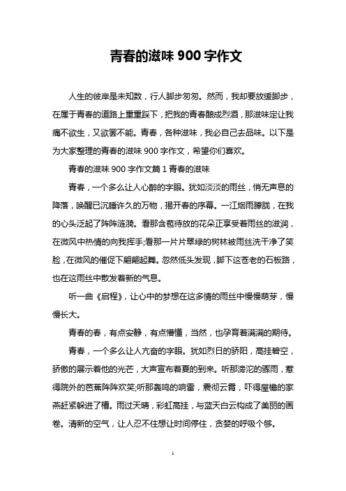 青春的滋味900字作文